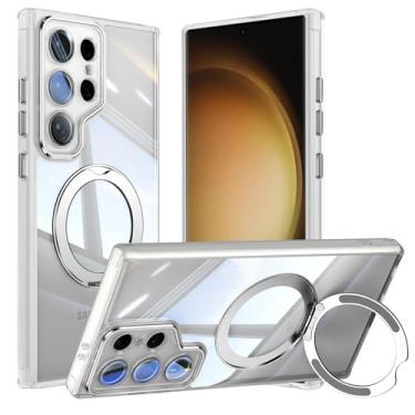 Imagem de Capa de telefone Vanki para Samsung Galaxy S23 Ultra compatível com magnético com suporte S23U Capa magnética com suporte de anel de 360 graus para Samsung S23 capa ultra transparente antiqueda