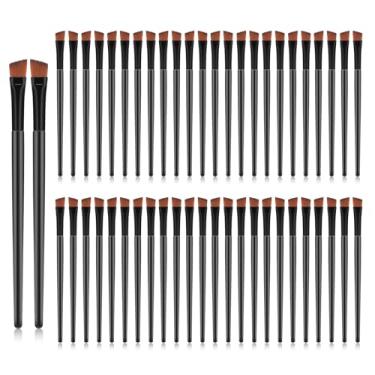Imagem de Molain 50 pincéis angulares de sobrancelha, pincel de maquiagem delineador, pincel liso cônico, pincel descartável para maquiagem para os olhos, pincel inclinado para mulheres e meninas
