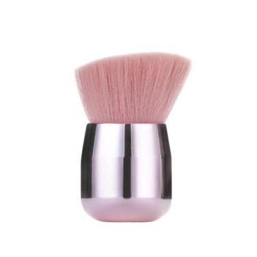 Imagem de Kit 2 Pincel De Maquiagem Facial Pó Blush Base Rosa (1 PINCEL BISEL)