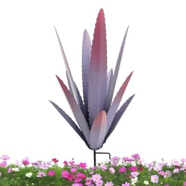 Imagem de Escultura rústica de tequila, DIY planta de agave de metal decoração de casa rústica pintada à mão ornamentos de jardim de agave para casa decorações de quintal estacas