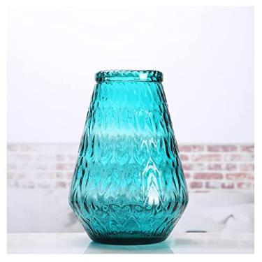Imagem de Vaso Jarrón Vidro criativo s decoração de casa hidropônica planta garrafa de flores recipientes coloridos terrário mesa para flores (cor: azul, tamanho: 22 cm) decoração de casa (cor: verde, tamanho