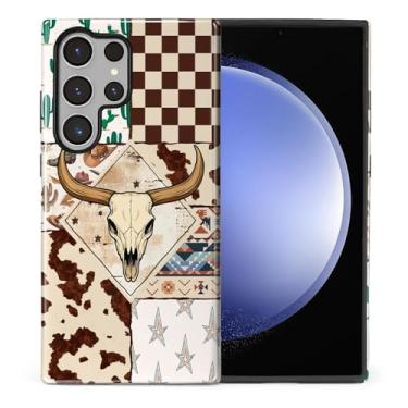 Imagem de Flivro Capa para Samsung Galaxy S23 Ultra, capa rígida 2 em 1 PC e amortecedor interno de silicone, antiarranhões, à prova de choque, design fino, caubói ocidental touro