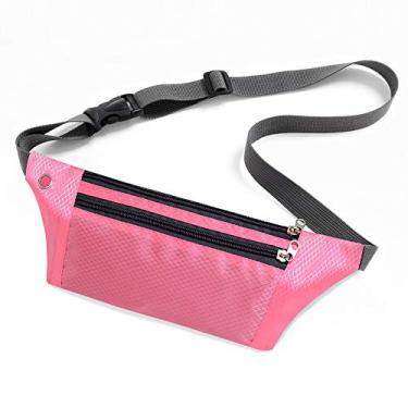 Imagem de Bolsa de cintura para corrida, 2 peças, impermeável, para corrida, esportes ao ar livre, bicicleta, celular, bolsa de cintura, academia, cinto de corrida, rosa