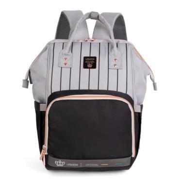 Imagem de Mochila Maternidade Lequeen Grande Impermeável Reforçada Multifuncional (Preto e Cinza)