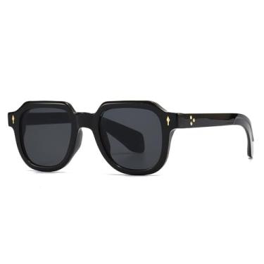 Imagem de Óculos de Sol Masculinos com Rebites Metálicos, Estilo Punk Feminino, Lentes Degradê UV400, Ideais para Esportes ao Ar Livre, Corrida e Ciclismo, nas Cores Preto e Cinza.