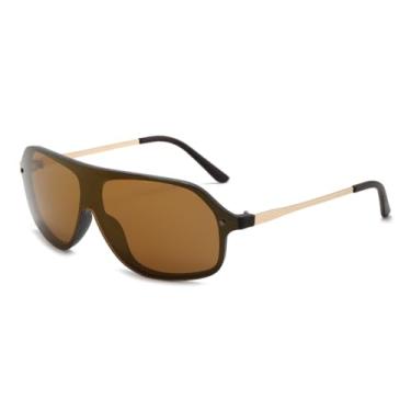 Imagem de Óculos de sol grandes, coloridos e em bloco, estilo max fashion, esportivo (MARROM)