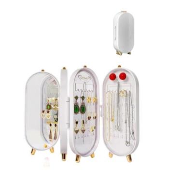 Imagem de Porta Joias Dobravel Espelho 3 Compartimentos Acrilico Organizador Cai