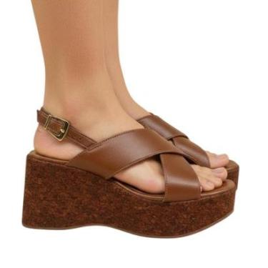 Imagem de Sandália Feminina Plataforma Tamanco Anabela Cortiça Alto Vizzano 6559101-Feminino