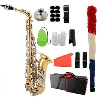 Imagem de Saxofone profissional duas cores E Flat Saxofone alto latão kit para iniciantes