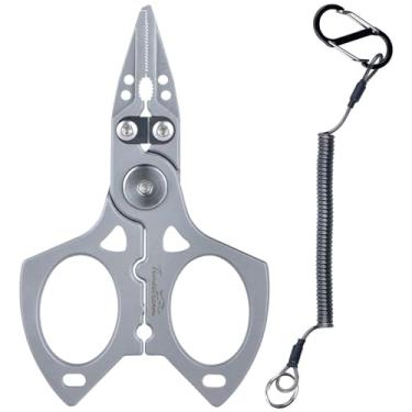 Imagem de Alicate de pesca de 10 cm para água salgada, alicate de pesca de aço inoxidável com anel dividido, removedor de anzol, cortadores de carboneto de tungstênio, presente de pesca para homens