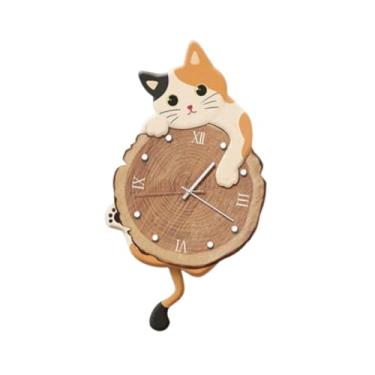 Imagem de Ｂｅｓｇａ Relógio de parede de gato silencioso, decoração criativa e fofa para casa, relógio de parede analógico com pêndulo e cauda para quarto, quarto, Style C