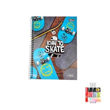 Imagem de Kit Caderno Universitário Capa Dura Vibe Masculino com Caneta e Marca Texto