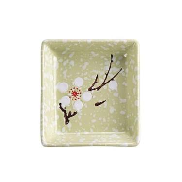 Imagem de prato de lanche Prato de cerâmica para temperos, pratos para lanches, sobremesas, para sushi, bandeja sabores, talheres, pires tigela de sopa(Green)