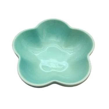Imagem de prato de lanche Prato fundo de cerâmica cor sólida com 5 polegadas para flores, prato pequeno para mergulhar, utensílios cozinha para casa tigela de sopa(Blue)