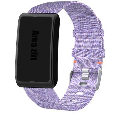 Imagem de Lamshaw Compatível com pulseiras Amazfit Helio, pulseira de substituição de tecido de nylon respirável de liberação rápida, compatível com pulseira Amazfit Helio Fitness Tracker (roxa)