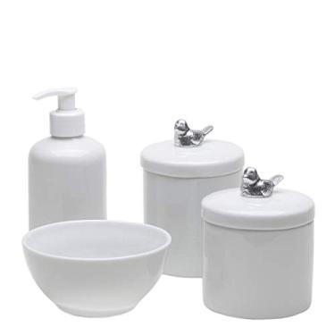 Imagem de Potinho de Mel Potes Molhadeira E Porta Álcool-Gel Passarinho Prata