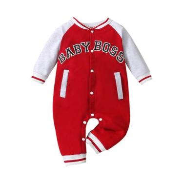 Imagem de Macacão Personalizado Para Bebê Menino Com Mangas Longas E Estampa De 