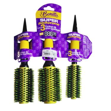 Imagem de Kit 3 Escovas Profissionais Bonitta Premiun Amarelas