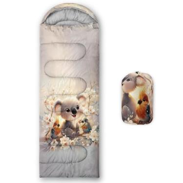 Imagem de AILONEN Saco de dormir Kawaii Koala Bird Camping para 3 estações, clima quente e frio, leve, sacos de dormir à prova d'água para adultos, crianças, viagens e ao ar livre, equipamentos de acampamento