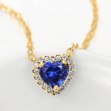 Imagem de 1 colar banhado a prata branca cercado por colar multicolorido em forma de coração para mulheres, uso diário, encontros, melhor presente de aniversário, joias finas presentes, Gold-blue, Prata