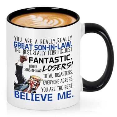 Imagem de Cabtnca Presentes do Dia dos Pais, Caneca engraçada Trump Great Son in Law, caneca de café SoninLaw Presente da sogra do sogro, presentes de aniversário de Natal, 325 ml, branco