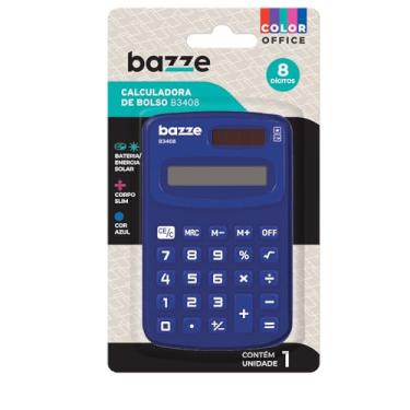 Imagem de Calculadora De Bolso Bazze Mini B3408 Azul Cartela 1 Unidade
