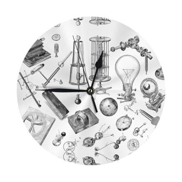 Imagem de ZERAOKE Física - Relógio de parede redondo moderno - silencioso sem tique-taque operado por bateria, decoração de mesa ou parede para sala de estar, quarto, escritório.