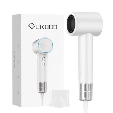 Imagem de GOKOCO Secador de Cabelo Profissional Veloz 127v GD033, 1.52 Bilhão de Íons Negativos, 4 Níveis de Calor, Controle de Temperatura Inteligente NTC, Compacto para Viagem, Branco