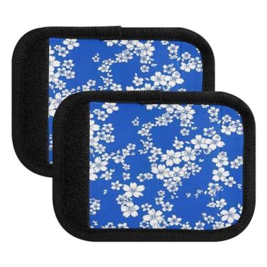 Imagem de Qilmy Embalagem com 4 identificadores de bagagem com fragmentos florais estilo fresco, capa de pega confortável para carrinho de bebê, mala de viagem, acessórios de viagem de avião1536