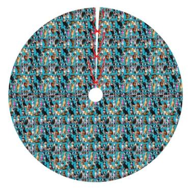 Imagem de Muitos padrões de beagle com estampa de saia de árvore de Natal, acessório festivo, tapete de Natal, casa, sala de estar, lareira