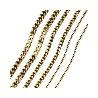 Imagem de Colar Masculino Punk Com Corrente Cubana De 3.5-7MM De Largura Em Aço 