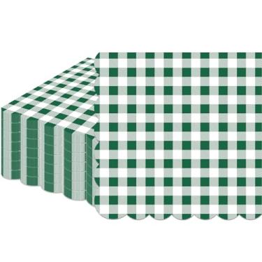 Imagem de 100 guardanapos de guingão verde descartáveis - guardanapos de papel xadrez verde e branco - guardanapos de jantar xadrez recortados para aniversário, casamento, piquenique, churrasco, artigos de
