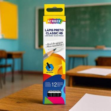 Imagem de Caixa de Lápis Preto Classic HB com 12 Unidades Acrilex