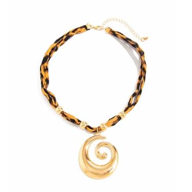 Imagem de NOVYRA Colar com pingente de cachecol de leopardo para mulheres, boêmio, ajustável, grosso, dourado, geométrico, quadrado, joia de declaração de moda para mulheres, adjustable, Metal, Sem Pedra