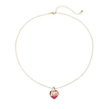 Imagem de SHANG JIURUI Colares de coração vermelho para mulheres (N552), 16.3inch, Latão, Zircônia cúbica