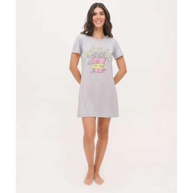 Imagem de Camisola Estampa Pipoca Manga Curta Marisa-32015, Cinza mescla, M