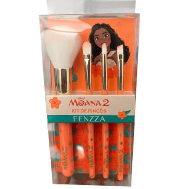 Imagem de Kit 4 Pincéis de Maquiagem FENZZA Disney Moana - Cerdas Macias e Design Vibrante para Presente DIS090