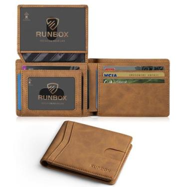 Imagem de Carteira RUNBOX de couro com bloqueio de RFID Slim 11x8x2 cm