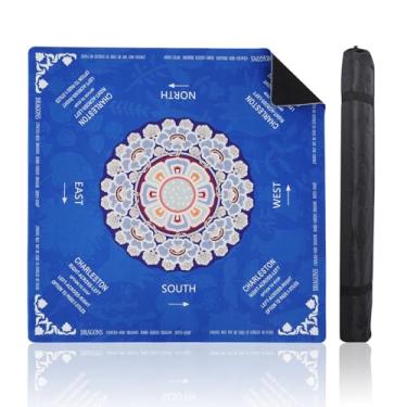 Imagem de Blue Mahjong Learning Mat (33” x 33”) with Black Carrying Bag, Anti-Slip, Noise-Reducing Mahjong Mat for Table, Board Games, Tile Games and Cards