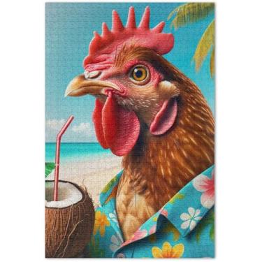 Imagem de Quebra-cabeça engraçado galo galo fofo 1000 peças decoração de arte adulto pintura mordaça presente jogo quebra-cabeça presentes, 75 x 40 centímetros