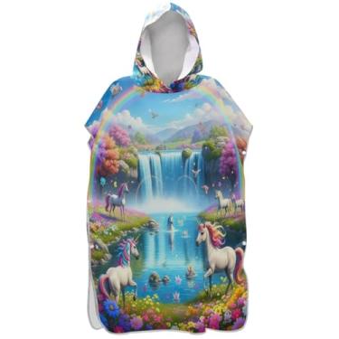 Imagem de Joisal Poncho de surfe plus size trocando roupão adulto praia moletom toalha unicórnios flores ponchos adultos para mulheres