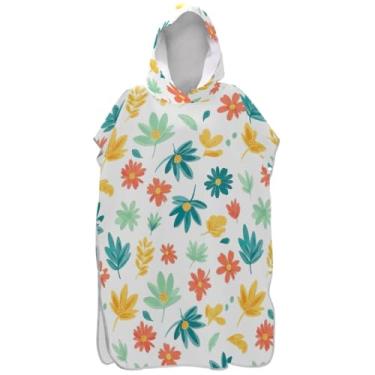 Imagem de Joisal Roupão de mudança de poncho de surfe floral colorido para banho de praia Adul toalhas com capuz plus size ponchos adultos para mulheres