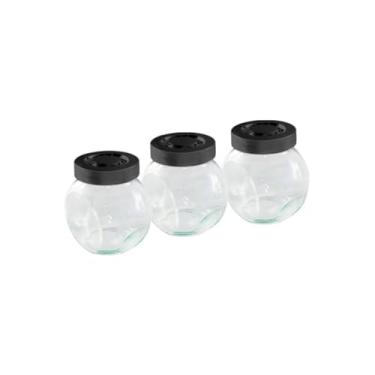 Imagem de Conjunto Porta Condimentos, 150ml, Preto, Vidro e Polipropileno, 3 Unidades, 8x8x6cm