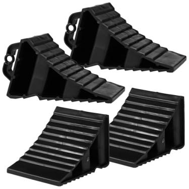 Imagem de Toyosport 4 peças de calços de roda, calços de pneu de plástico com superfície serrilhada e alça portátil, rolhas de roda resistentes para trailer, SUV, triciclo, carro, 20 x 12 x 11 cm