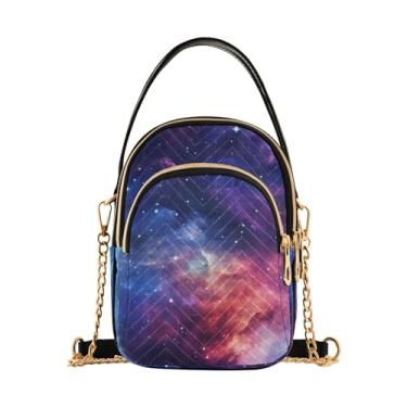 Imagem de Bolsa tiracolo feminina aquarela de abóboras e folhas, pequena tiracolo com corrente dourada, bolsas transversais elegantes, Papel de parede Galaxy - 4, One Size