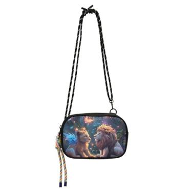 Imagem de TSENQUE Bolsa feminina com estampa de animais Lions Dragons, pequena, transversal, carteira para celular, bolsa de ombro, mini