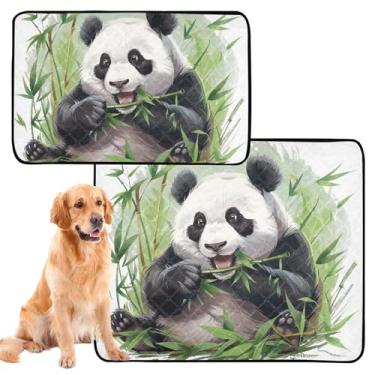 Imagem de Cute Panda Engraçado Lavável Almofadas de Xixi para Cães Tapete Impermeável para Caixote Pet Pee Pad Reutilizável Absorvente Cachorro, Médio + Grande, Conjunto de 2