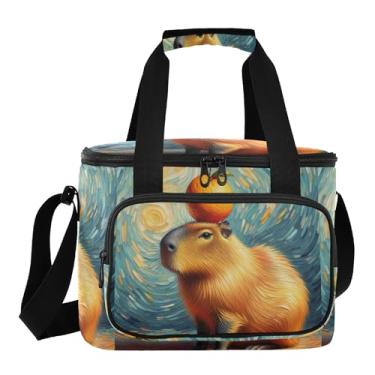 Imagem de Lancheira feminina azul capivara Starry Night, Coleman Cooler, Lancheira para adultos