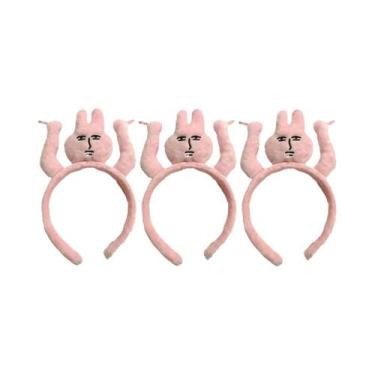 Imagem de Tiara De Pelúcia Coelho Rosa Divertida E Única Para Cabelo, Faixa De C