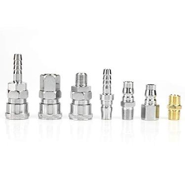 Imagem de Generic Conjunto de Conectores de Compressor de Ar, Conjunto de Liberação Rápida Durável para Ferramentas Pneumáticas, 18 Peças Perfeito para Mangueiras Novas, Peças de Ferro de 1/4", para